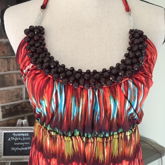 Heart SOUL Colorful Bohemian Maxi Dress, M - Picture 2 of 9